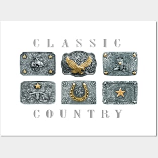 Classic Country and Western Belt Buckles Posters and Art